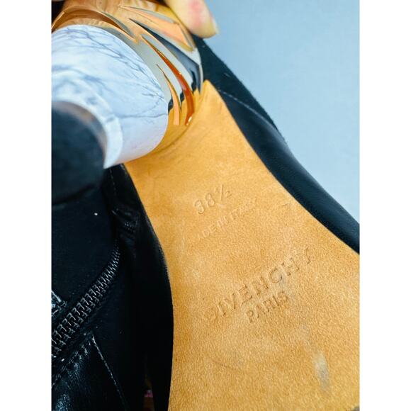 Givenchy Black Leather Suede OTK Boots 38.5 Over The Knee Printed Heel - Picture 5 of 15